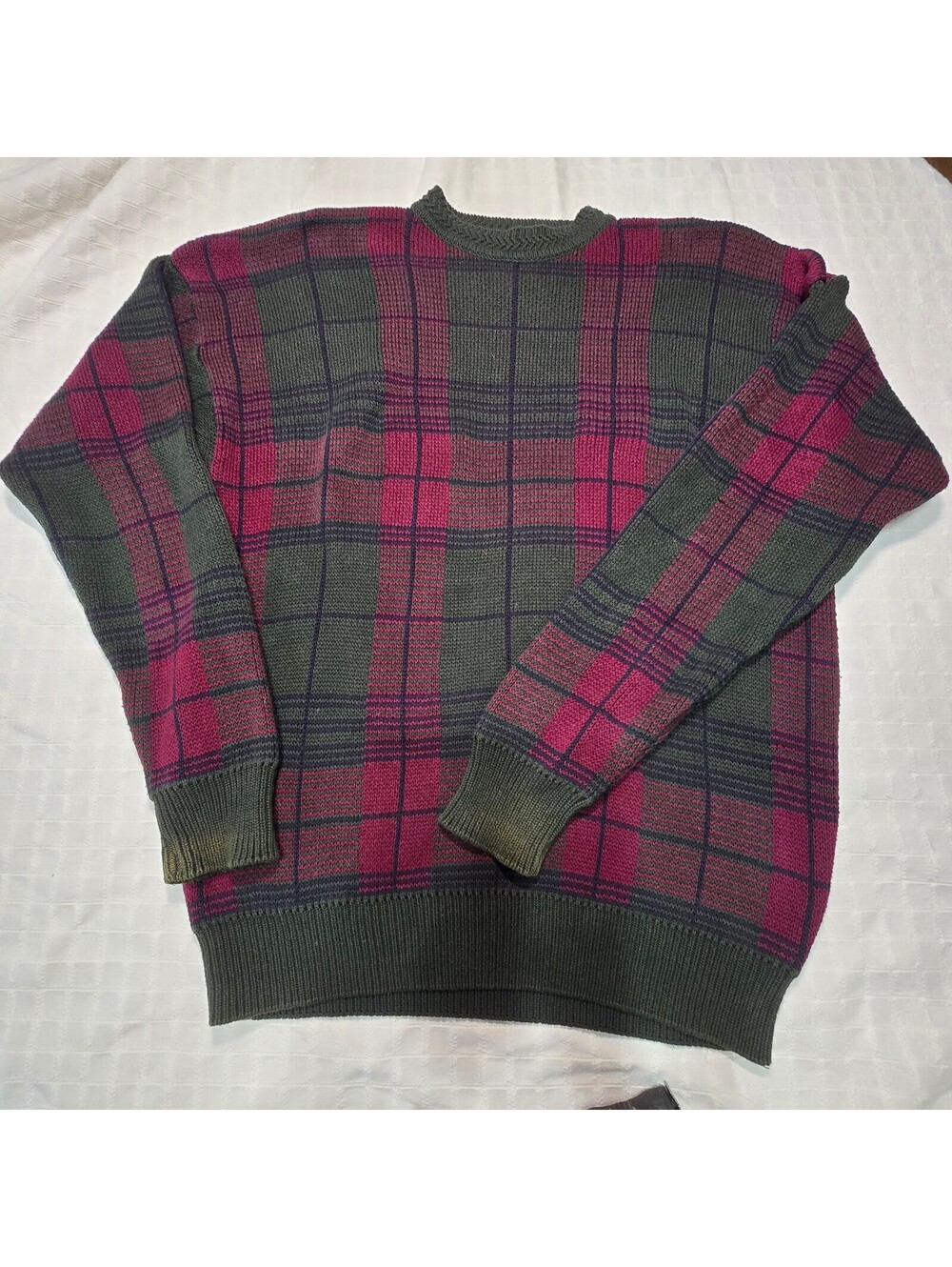 Woods & Gray Men's Large Cotton Plaid Sweater
